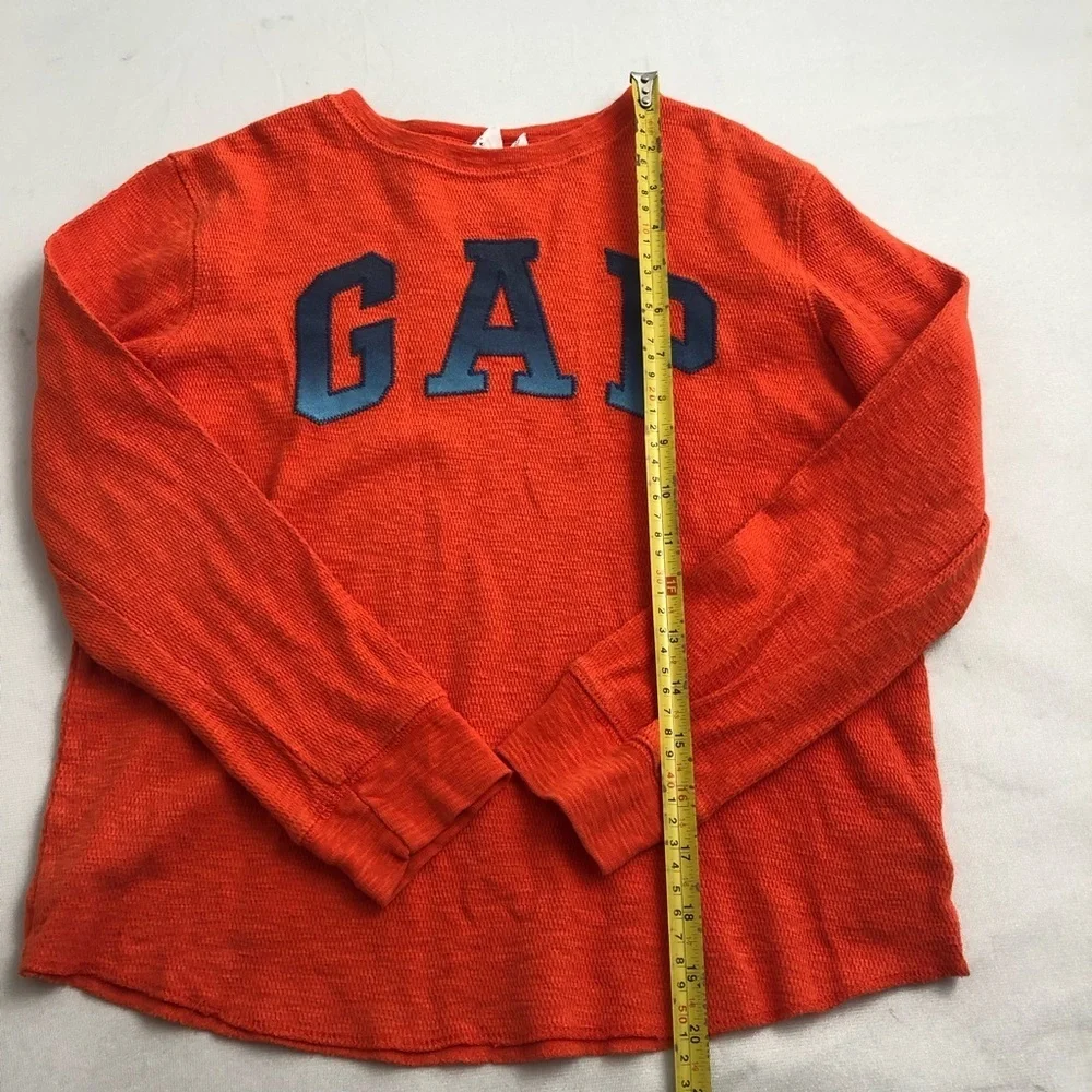 Gap orange with ombre blue logo waffle knit long sleeve shirt 10